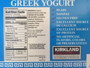 kirkland greek yogurt calorie counting label