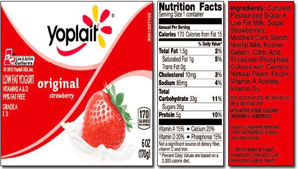 yoplait calorie counting label